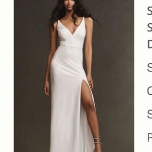 BHLDN White V-Neck Slit Bridal Gown